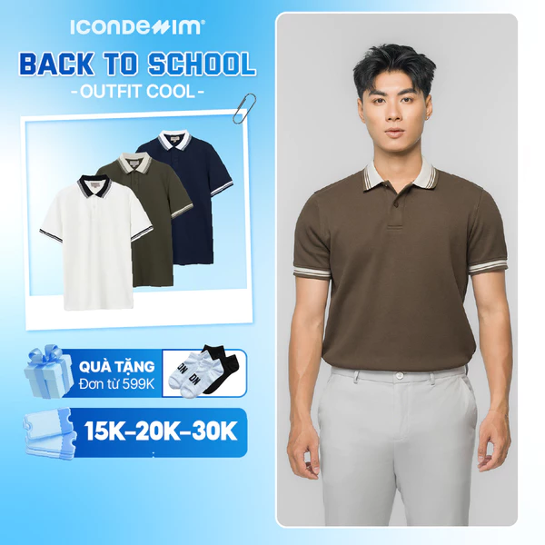 Áo Polo Nam ICONDENIM Họa Tiết Phối Cổ Contrasting Ribbed Details Form Regular PLID0220