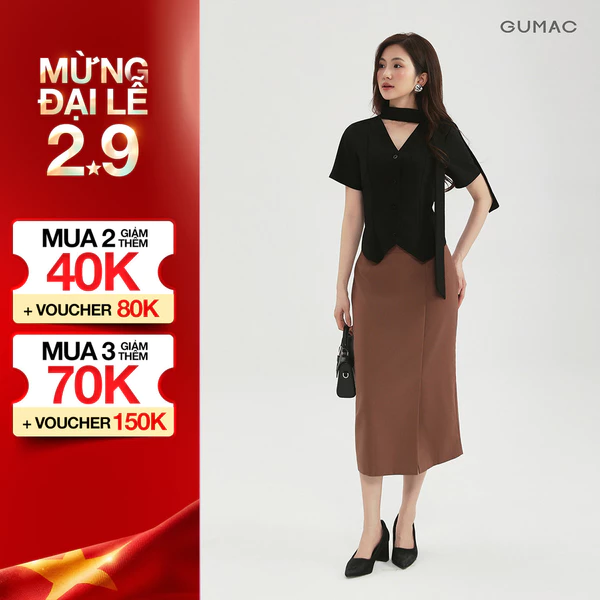 Chân Váy Bút Chì Nữ GUMAC Chân Váy Công Sở Lưng Cao Dáng Dài Xẻ Tà Đắp Chất Tuyết Mưa Cao Cấp LVE0107