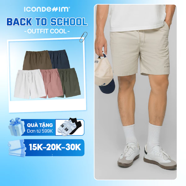 Quần Short Kaki Nam ICONDENIM Garment Dye Form Regular QSID0230
