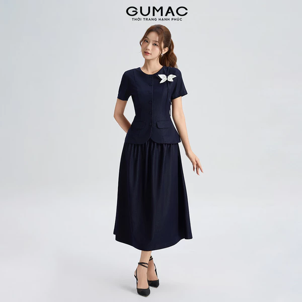 Set lẻ Áo Peplum Nữ GUMAC Xòe Nhẹ AG06036 - Chân Váy Midi Xòe Nhẹ Thanh Lịch Tôn Dáng VG06037