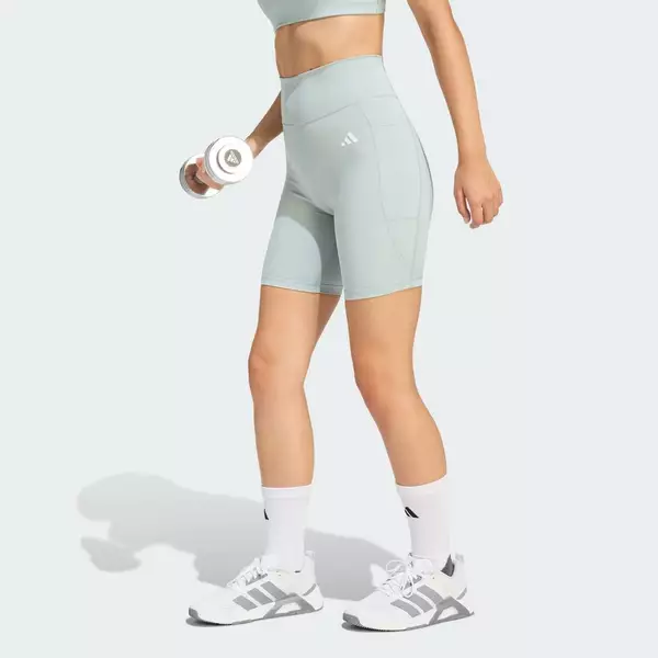 adidas Gym & Training Quần Legging Ngắn Optimé Essentials 7 Inch Với Túi Ẩn Nữ màu xanh lá JZ0829