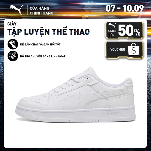 Giày Thể Thao PUMA Unisex Rebound Slam Lo White-Glacial Gray Màu Trắng