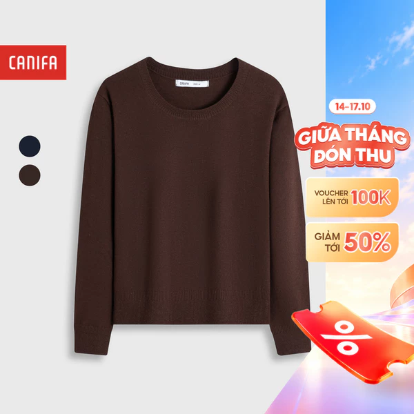 Áo len nữ CANIFA cổ tròn dài tay chất len mềm mịn 6TE25W024