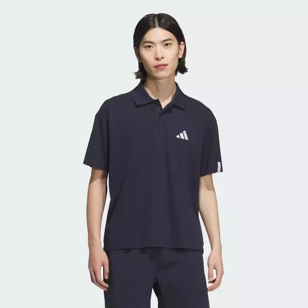 adidas Phong cách sống Áo Polo Essentials Plus Loose Fit Small Logo Short Sleeve Nam Màu xanh da trời JW6986