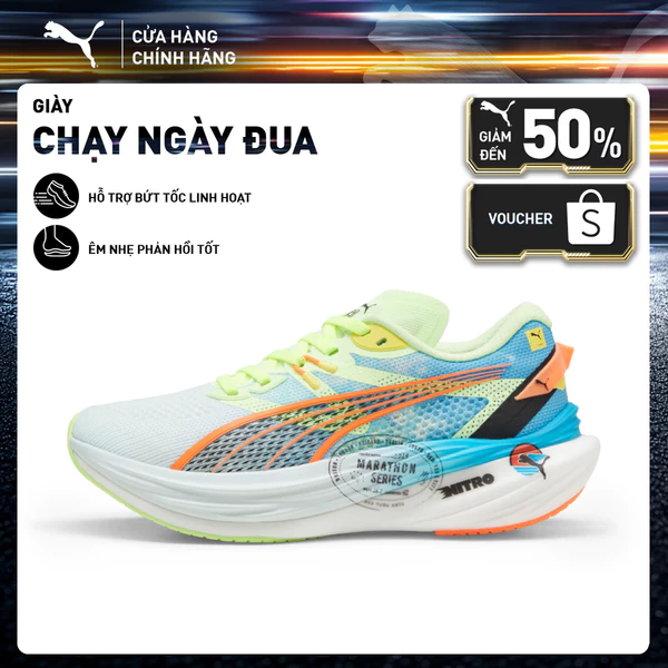 Giày Chạy Bộ PUMA Nữ Deviate NITRO 3 MS Wns Nitro Blue-Fizzy Apple Màu Xanh