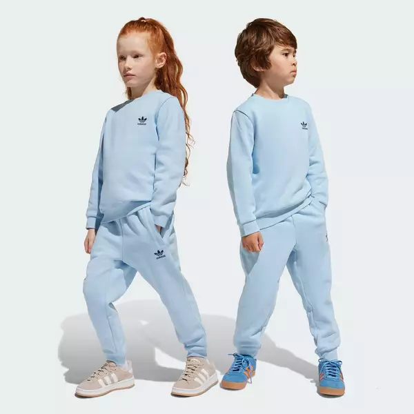 adidas Phong cách sống Set Áo Cổ Tròn Trẻ Em Trẻ em Màu xanh da trời JI5815
