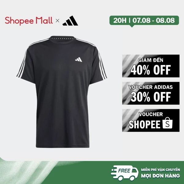 [Duy nhất 8.8 - VOUCHER 30%]adidas Gym & Training Áo Thun Tập Luyện 3 Sọc Train Essentials Nam Đen IB8150