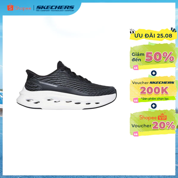 Giày Thể Thao Nữ Skechers Slip-ins Performance Max Cushioning Glide-Step Sapphire - 129404-BKW Air-Cooled Goga Mat