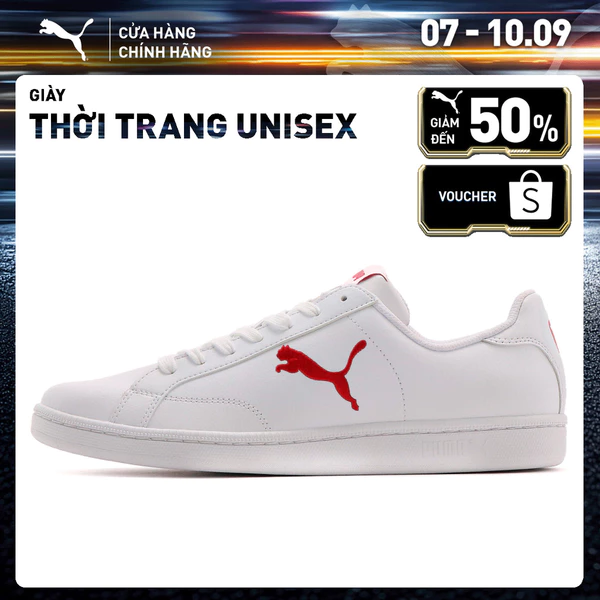 Giày thời trang PUMA Unisex Smash Cat Leather White-Barbados Cherry Màu Trắng