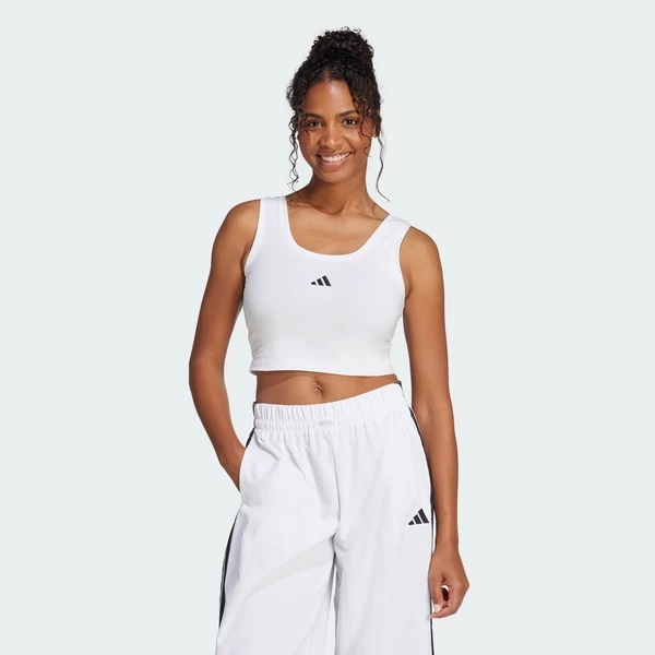 adidas Phong cách sống Áo Tank Top Cotton Lifestyle Logo Nhỏ Essentials Nữ trắng JD0545