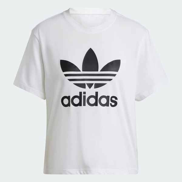 adidas Phong cách sống Áo Thun Boxy Ba Lá Adicolor Nữ trắng IN8441