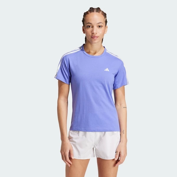 adidas Chạy Áo Thun 3 Sọc Own the Run Nữ Màu xanh da trời IW0021