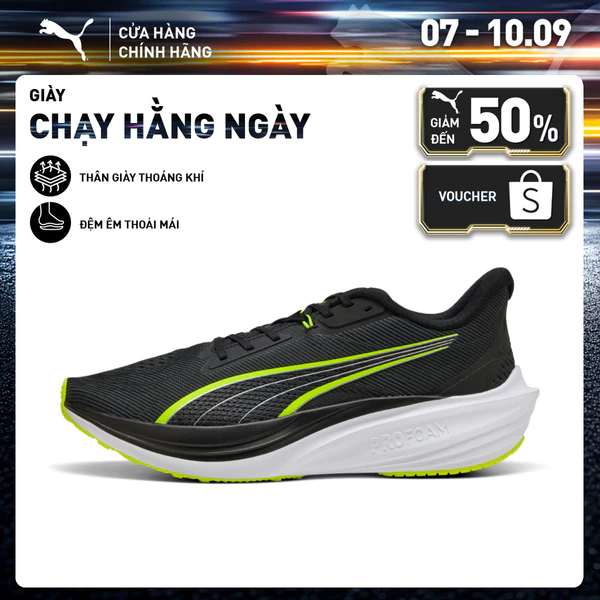 Giày Chạy Bộ PUMA Unisex Darter Pro Black-Yellow Alert-White Màu Đen