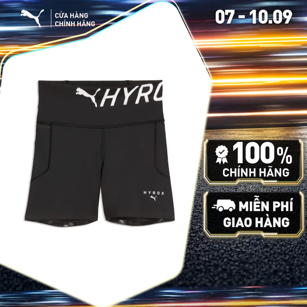 Quần Đùi Thể Thao Tập Luyện PUMA Nữ W xHYROX PWRMD 4 SRTTHT Black Màu Đen
