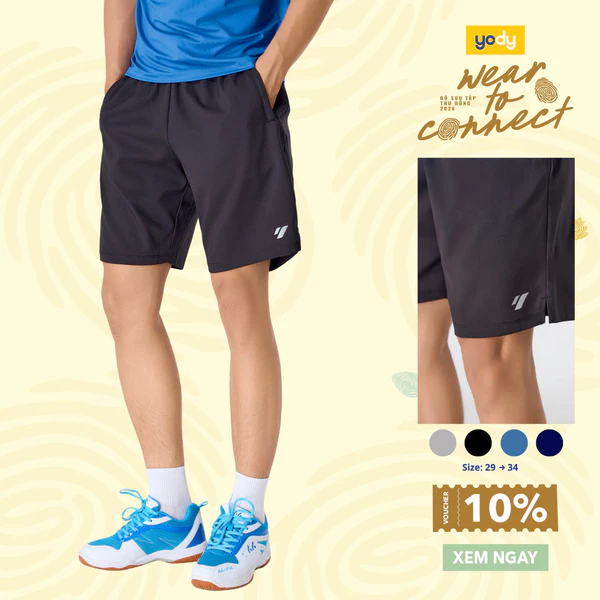 Quần short thể thao nam YODY quần đùi chất gió không nhăn, nhẹ mát, thấm hút tốt MAJT25S062