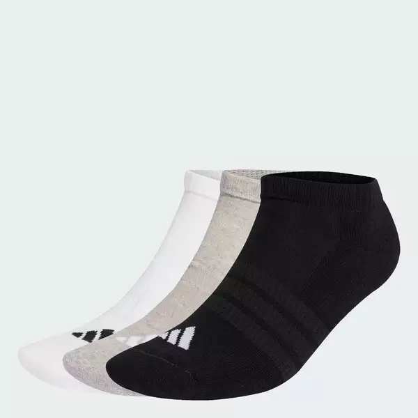 adidas Lifestyle Cushioned Essentials Low Cut Socks 3 Pair Pack Unisex Grey KD6721