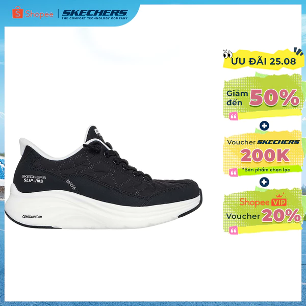 Giày Thể Thao Nữ Skechers Slip-ins Sport Contour Foam In Motion Thường Ngày - 150404-BKW Air-Cooled Memory Foam