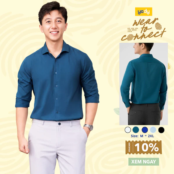 Áo sơ mi nam YODY dài tay nano chống nhăn khử mùi TRA MOSH25A166