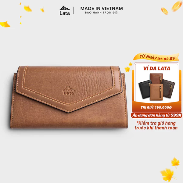 Ví Lata (Thời trang nữ dáng dài phối dây đeo chéo - Ví da VN80)