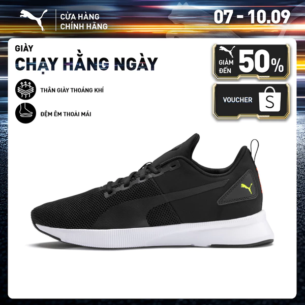 Giày Chạy Bộ PUMA Unisex FLYER RUNNER Black-Nrgy Red-Yellow Màu Đen