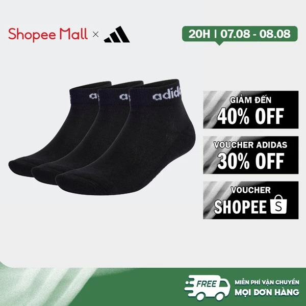[Duy nhất 8.8 - VOUCHER 30%]adidas Phong cách sống Bộ 3 Đôi Tất Cổ Ngắn Think Linear Unisex Đen IC1305