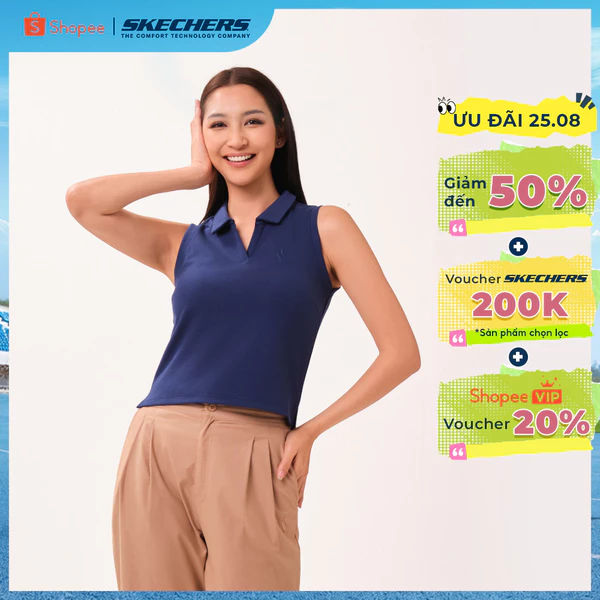 Sleeveless Polo Nữ Skechers Skechers Authentic Trendy Sleeveless Polo - SL226W180-00U6