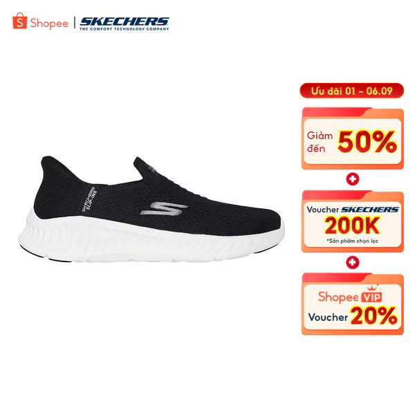 Giày Thể Thao Nữ Skechers Slip-ins GOwalk Now Anahi Đi Bộ - 125642-BKW Air-Cooled Goga Mat