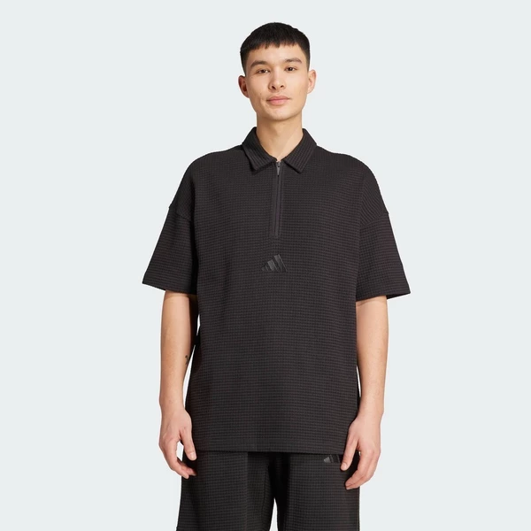 adidas Phong cách sống Áo Polo All SZN kéo nửa với chất liệu dệt kim waffle Nam Đen JL6545