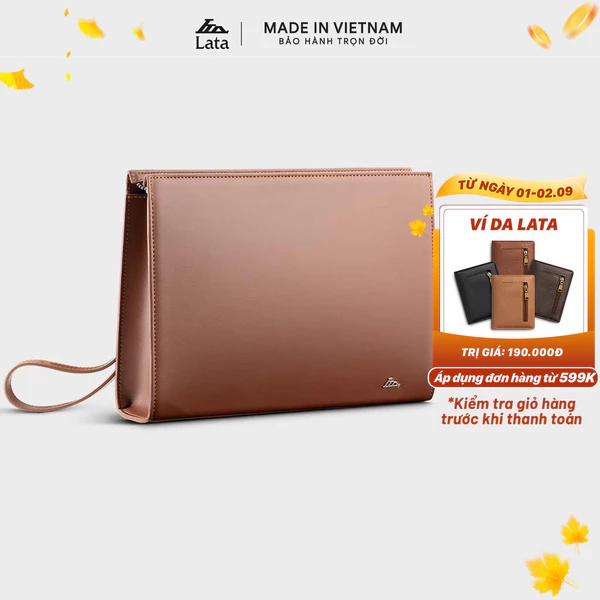 Ví Lata (Thời trang nam dáng cầm tay cỡ lớn - Ví da CT11)