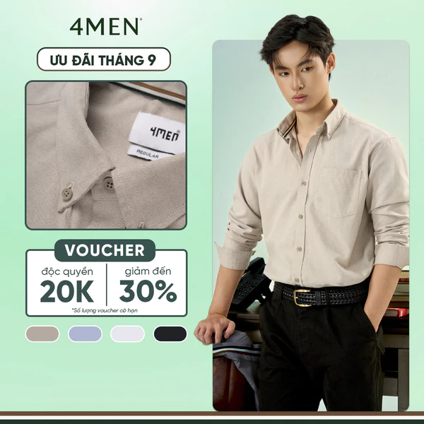 Áo Sơ Mi 4MEN Oxford Signature Stripe Form Regular SM209 Công Sở, Thanh Lịch