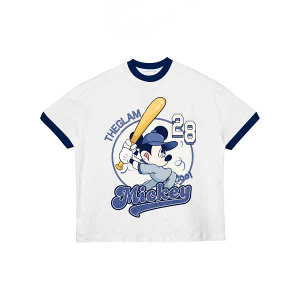 TheGlam CHÍNH HÃNG - Áo Thun Trắng "MICKEY 28" Form Boxy UNISEX Ringer Tee - TS05-03