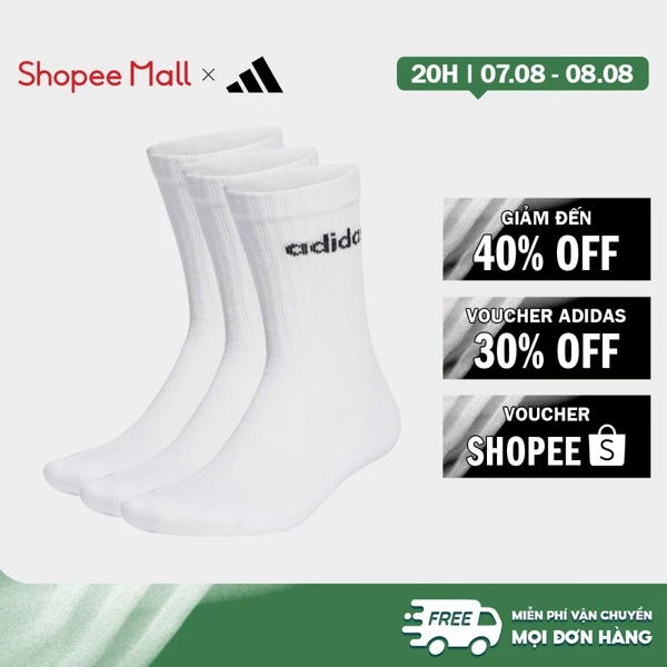 [Duy nhất 8.8 - VOUCHER 30%]adidas Lifestyle Linear Crew Cushioned Socks 3 Pairs Unisex White HT3455