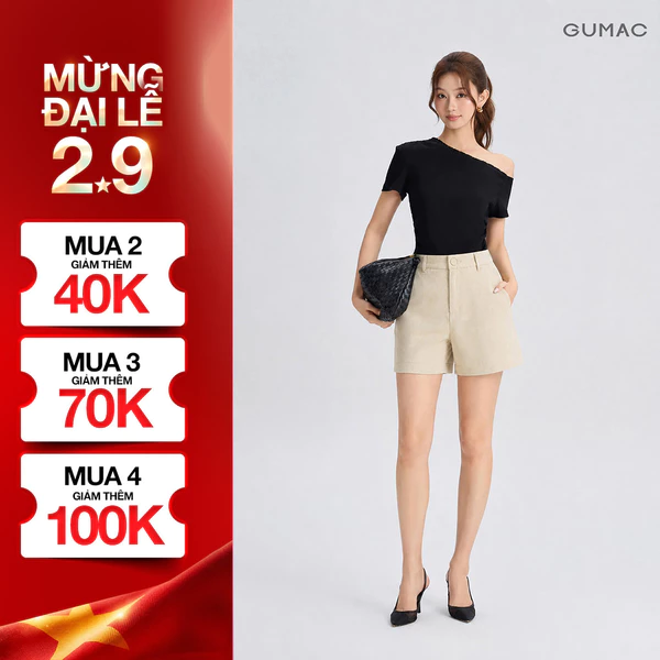 Quần Short Nữ GUMAC Form A Cơ Bản Bản Lưng Rời Túi Xéo Tiện Lợi Có Con Đỉa Thiết Kế Thanh Lịch Tôn Dáng LSHG05058