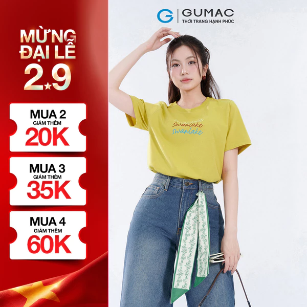 Áo Thun Nữ GUMAC Form Regular Cổ Tròn Tay Ngắn  Thoải Mái Năng Động Cho Mọi Hoạt Động ATF07051