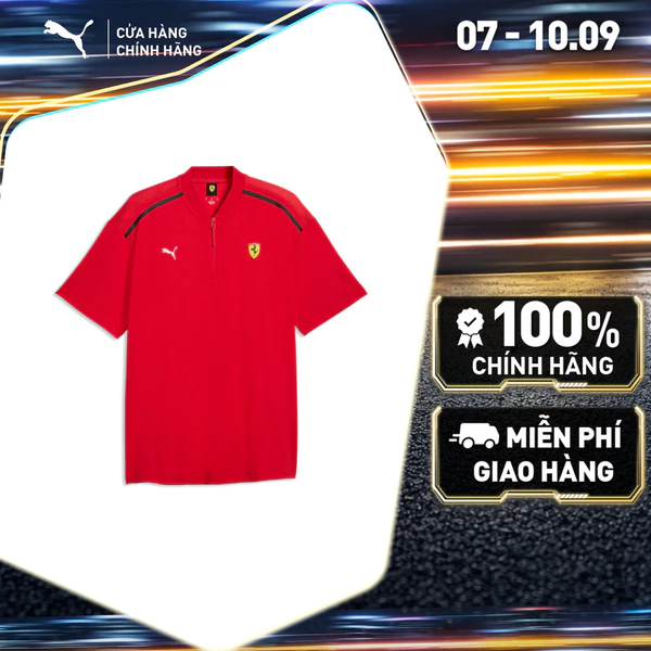 Áo Thun Thể Thao PUMA Nam Ferrari Premium CS Polo Rosso Corsa Màu Đỏ