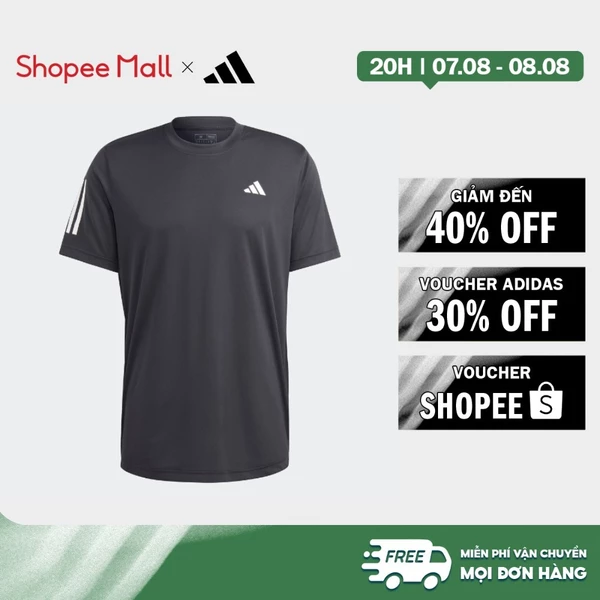 [Duy nhất 8.8 - VOUCHER 30%]adidas Quần vợt Áo Thun Tennis 3 Sọc Club Nam Đen HS3262