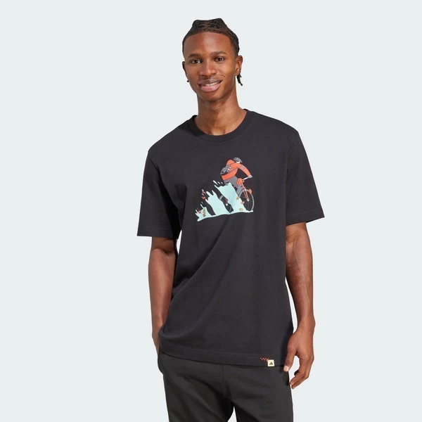 adidas Phong cách sống Áo Thun Graphic Xe Đạp Doodle Hunt Nam Đen JM6495