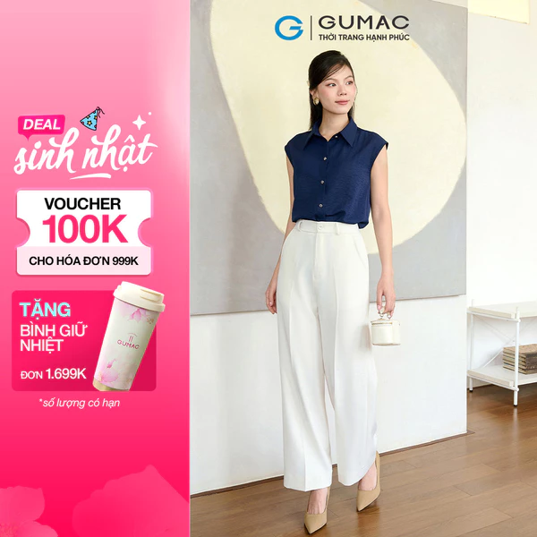Quần Tây Nữ GUMAC Ống Suông Thanh Lịch Lưng Rời Hai Con Đỉa Chỉn Chu Hiện Đại QF11044