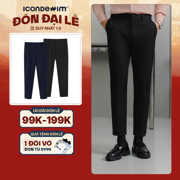 Quần Tây Nam ICONDENIM Ống Ôm Basic Trousers Form Slim QTID0050