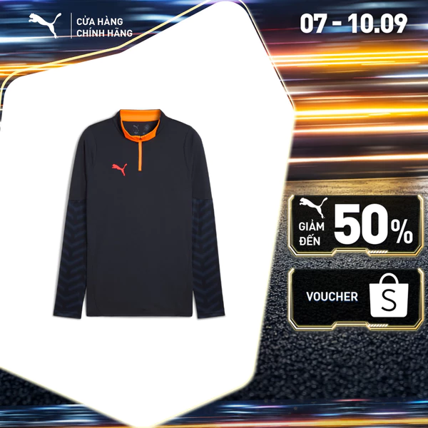 Áo Thun Thể Thao PUMA Nam individualCUP 1/4 Zip-Top New Navy-Glowing Red-Heat Fire Màu Xanh