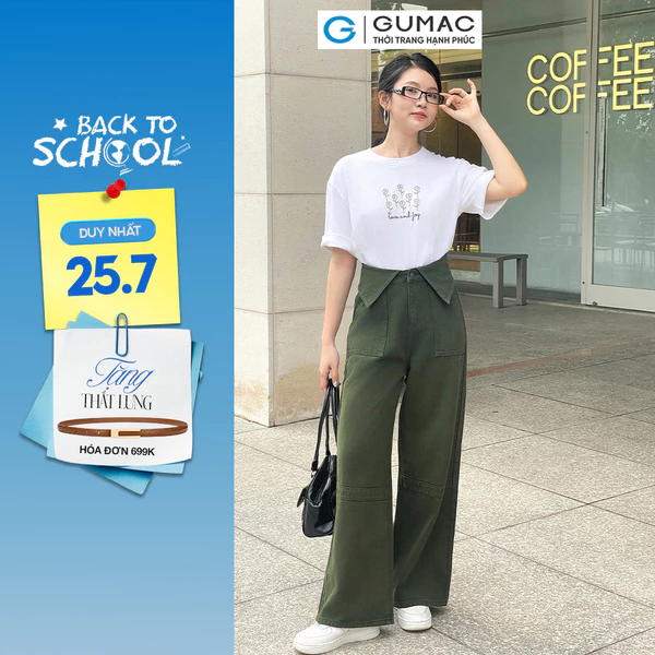 Quần jeans nữ Gmorning - GUMAC vạt sơ mi  YQJE05068