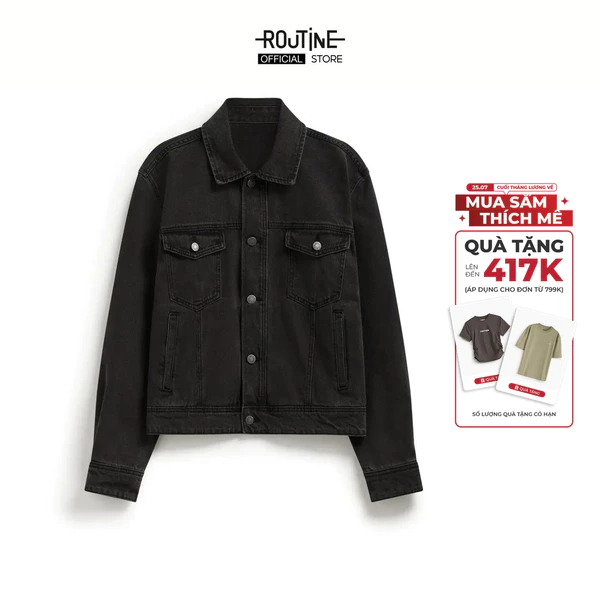 Áo Khoác Denim Nam Nhãn Vải Chính Form Regular - Routine 10F25DJA009
