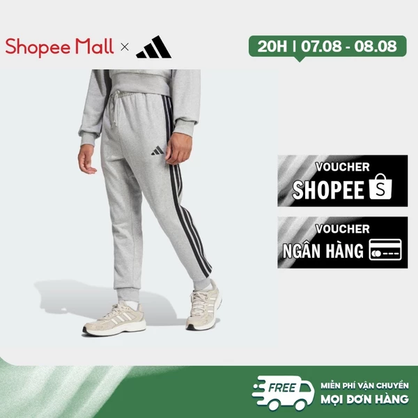 adidas Phong cách sống Quần Vải Thun Da Cá 3 Sọc Essential Nam Xám JE6346