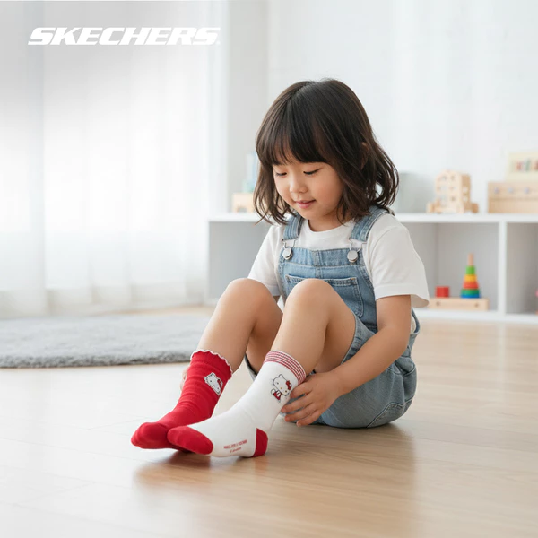 Vớ Thể Thao Bé Gái Skechers Hello Kitty & My Melody Socks Vớ Cổ Trung (2 Đôi) - SL226G261-053M