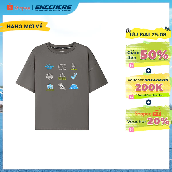 Áo Thun Tay Ngắn Trẻ Em Skechers GO Trail Performance Short Sleeve Tee - P226K048-01PL
