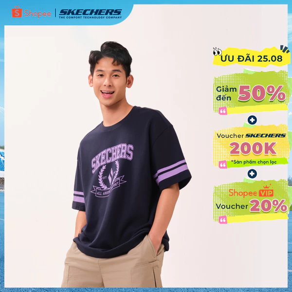 Áo Thun Tay Ngắn Nam Skechers Skechers Authentic Iconic Short Sleeve Tee - SL226M234-002Z