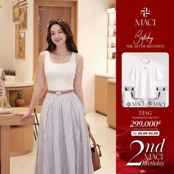 Áo Balo Thun Tăm Màu Be Trắng Đen MACI MCAATBE0116 Thời Trang Nữ Thiết Kế Độc Quyền