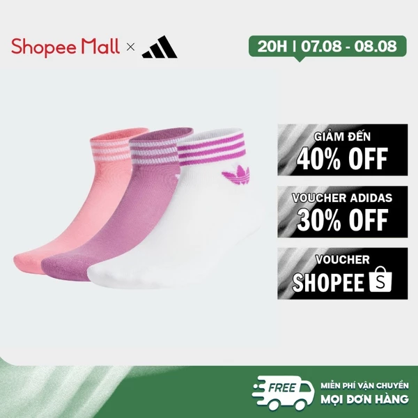 [Duy nhất 8.8 - VOUCHER 30%]adidas Phong cách sống Tất Trefoil cao đến cổ chân 3 đôi Unisex trắng IX7520