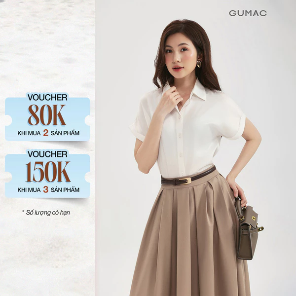 [NHẬP MÃ AFFTHAG GIẢM 99K] Áo Sơ Mi Nữ Công Sở GUMAC Tay Ngắn Áo Kiểu Nữ Lụa Ngọc Trai Cao Cấp Đi Học Đi Làm AE04036