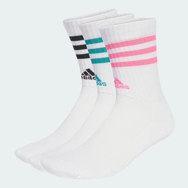 adidas Phong cách sống Bộ 3 Đôi Tất Cổ Cao Lót Đệm 3 Sọc Unisex trắng JW2765